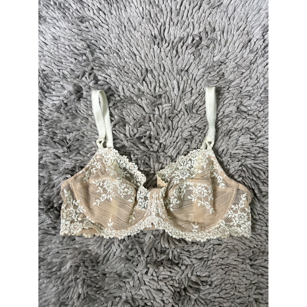 Wacoal Retro Chic Full Figure Underwire Bra 65191 Tan Ivory Lace 38C